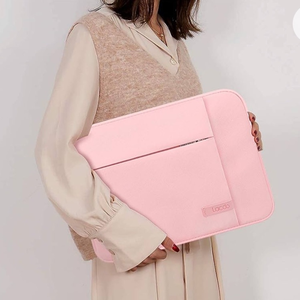 NWOT Lacdo Pink Computer Bag Zipped Closure Lots of Pockets Water Repellent